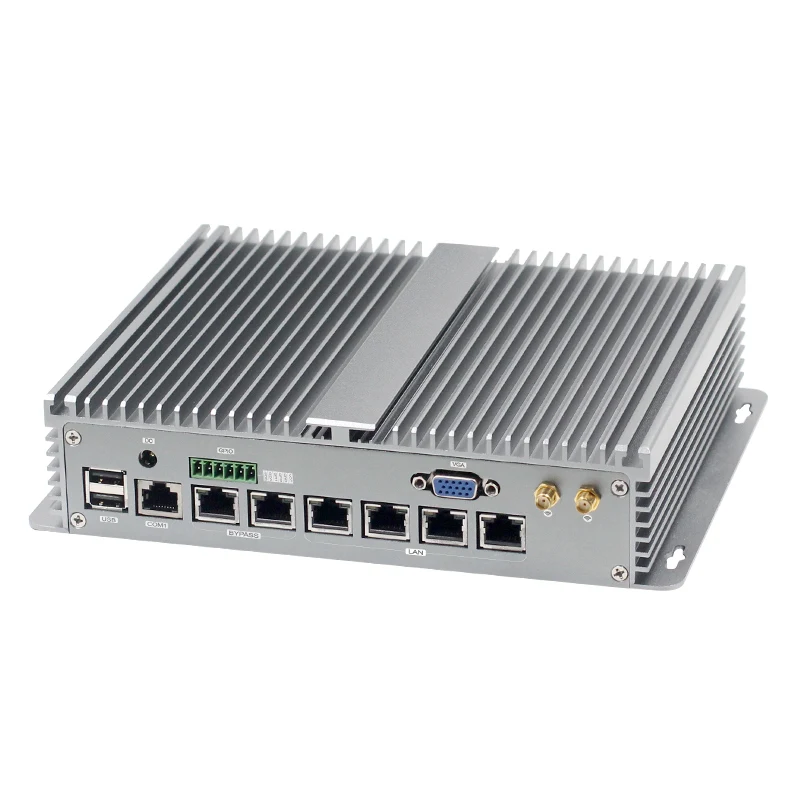Мини компьютер 6 LAN Barebone четырехъядерный процессор Celeron j1900 безвентиляторный
