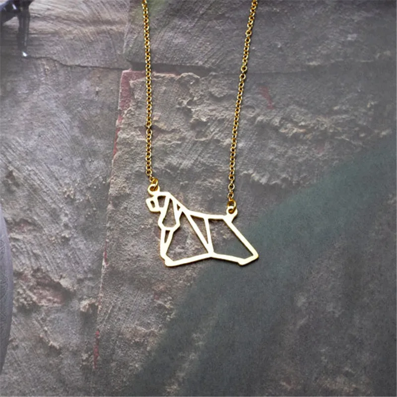 

Fashion unique cute Origami American Cocker Spaniel dog Pendant Choker Necklace for women girls delicate Christmas gift Jewelry