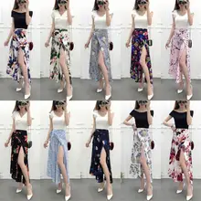 Стиль Модные женские летние с высокой талией пляжная одежда из шифона офисные женские макси юбки женские Асимметричные кружевные юбки M58