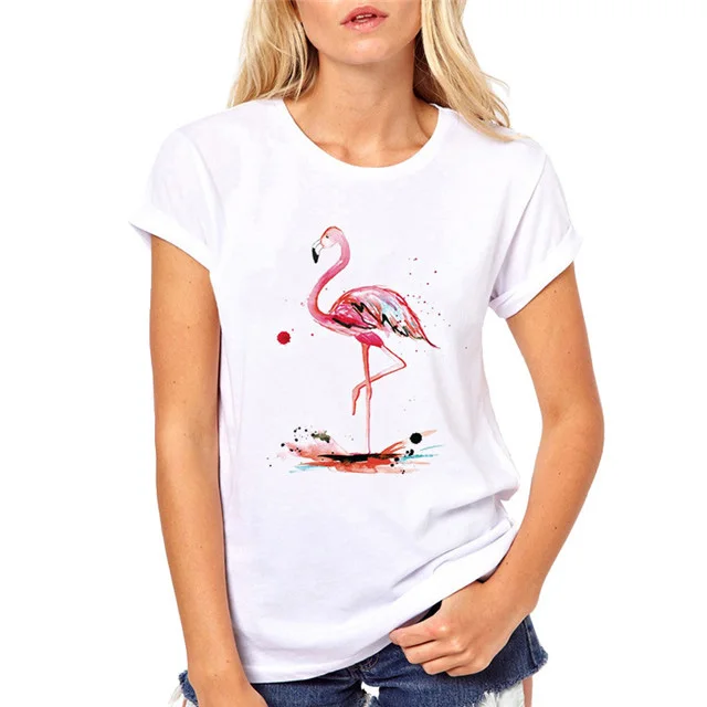 

T Shirt Women Summer Short Sleeves Tee Shirts Femme Befree Casual Harajuku Flamingo Female Top Model O-neck tshirt Plus Size