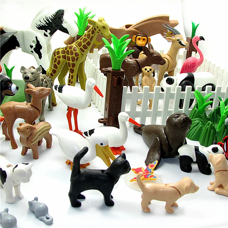Playmobil Mini bloques de construcción de animales para niños, juguete de piezas de animales de Panda, perro, cerdo, zorro, juguetes originales de pingüino, Delfín, jirafa|Figuras de juguete y acción| - AliExpress