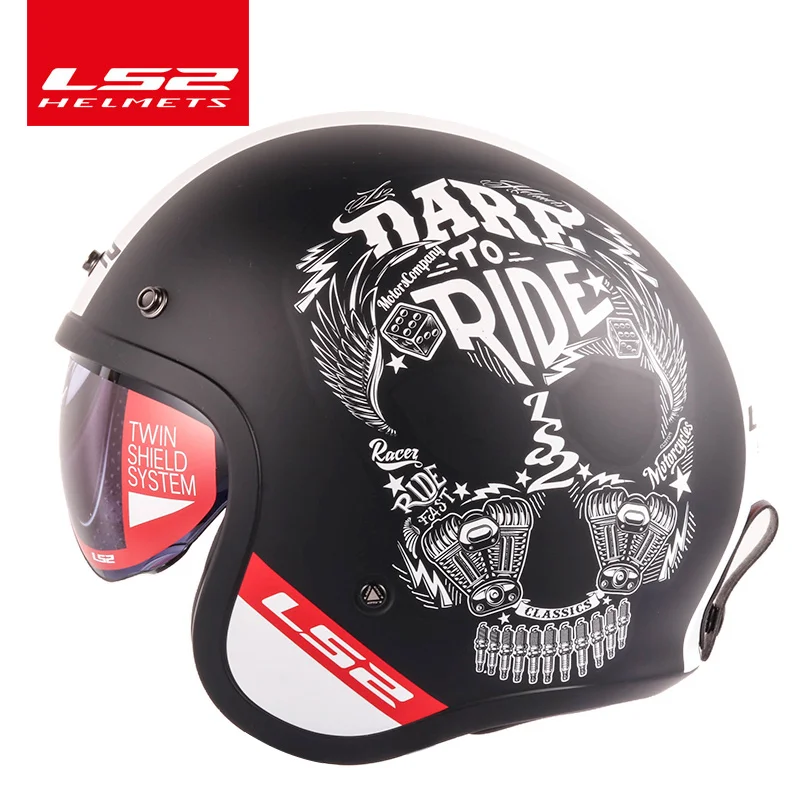 LS2 Spitfire, винтажный шлем с открытым лицом, модный дизайн, Ретро стиль, наполовину шлем, LS2, OF599, мотоциклетный шлем с пузырьковым козырьком, пряжки
