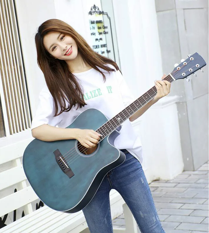 

Single board acoustic guitar beginner 41/40 inch student face single spruce guitar instrument beginner practicing piano