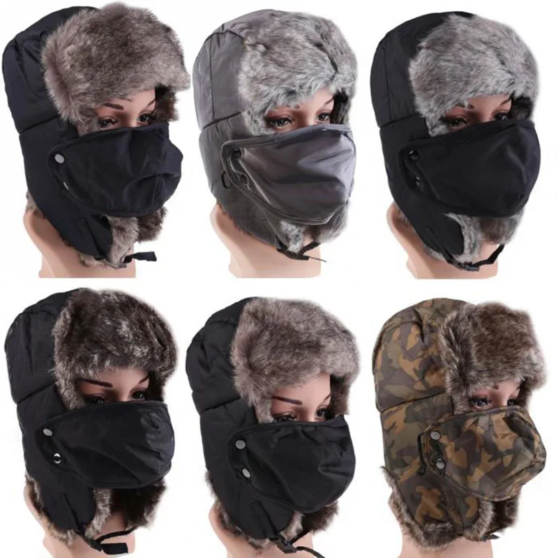 

Men Women Winter Skiing Snow Snowboard Hat Fur Thick Thermal Warm Neck Ear Face Mask Outdoor Sports Camping Hiking Wear