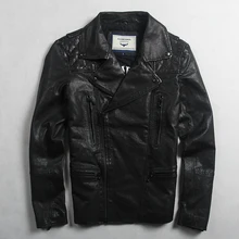 Avurexmen Мужская Модная приталенная куртка из натуральной кожи с надписью черная козья кожа косая молния Мужская мотоциклетная куртка кожаная куртка