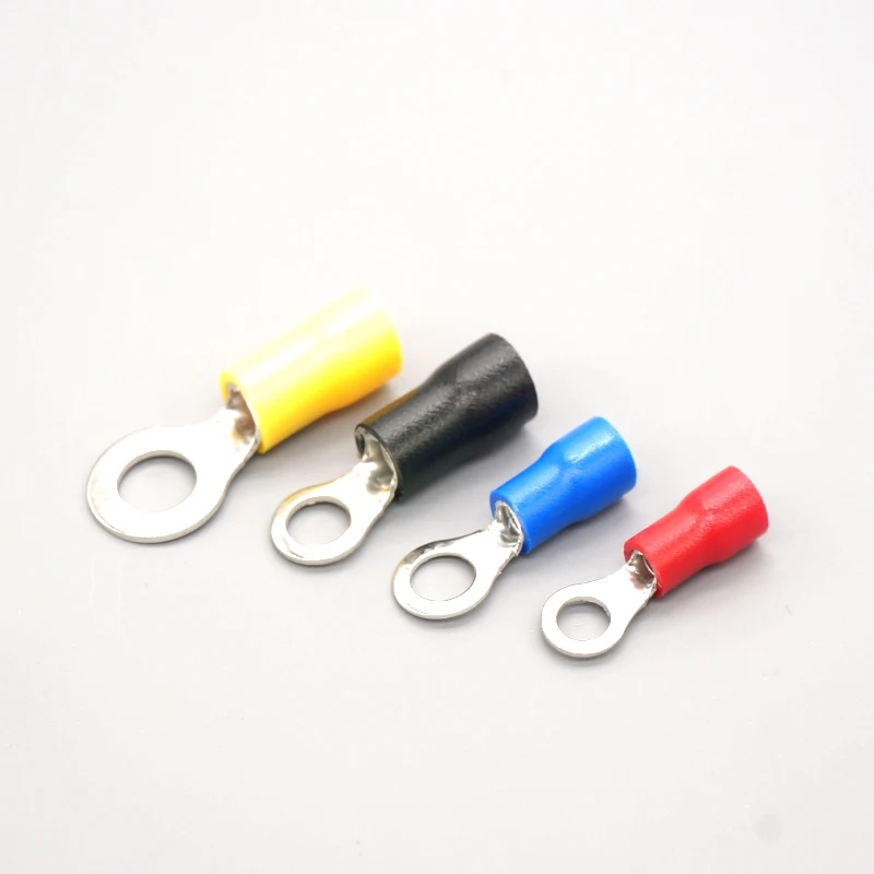 

100pcs RV2-3.7 Ring Ground Insulated Wire Connector Electrical Crimp Terminal 16-14AWG Free Shipping