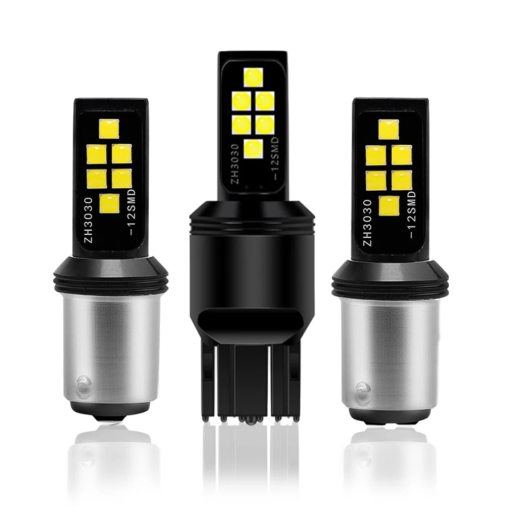 Комплект из 2 предметов T20 7440 W21W P21/5 Вт светодиодный лампы 3030 12smd светодиодный CanBus 1156 BA15S P21W BAU15S PY21W 1157 Bay15d лампы для поворотов светильник