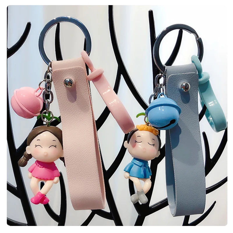 Cute resin couple doll Keyrings 3D Key Chain Hand painted Craft Car