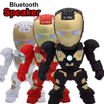 

Portable Mini Speaker Iron Man Bluetooth Wireless Speakers with LED Flashing Light Stereo Hifi Sound Box TF USB MP3 Player