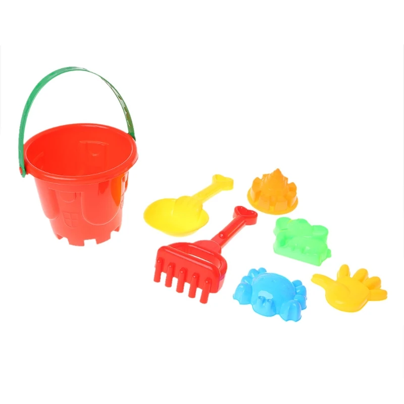 7Pcs Sand Beach Toys Bucket Spade Shovel Rake Dune Water Tools Set For Children Bucket rake sand