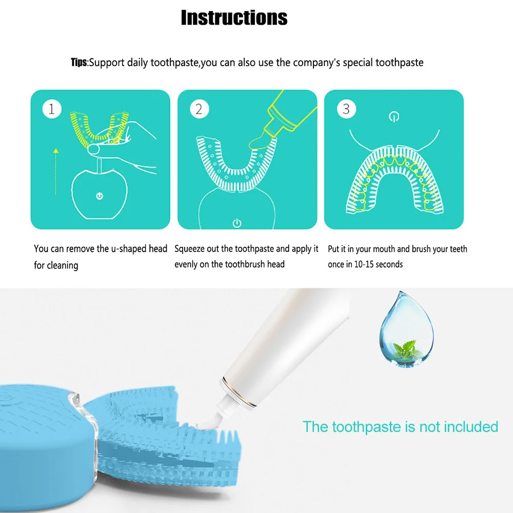 Новая V-WHITE u-образная Силиконовая зубная паста головка высокого качества Силикагель Головка Автоматическая Электрическая зубная паста 5