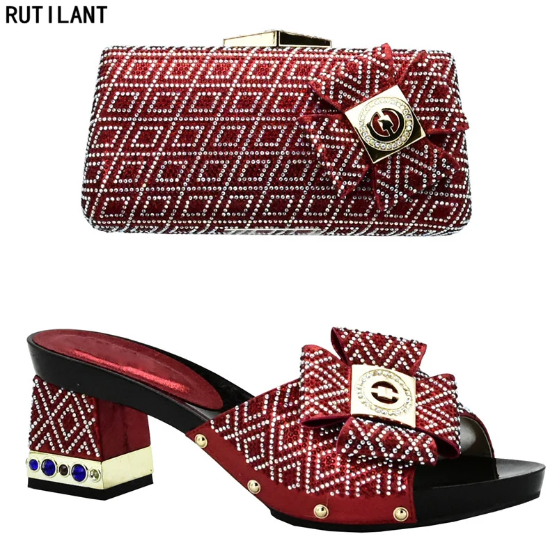 Женская обувь с сумочкой в комплекте, украшенные аппликацией, распродажа, комплект из женской обуви и сумочки в нигерийском стиле