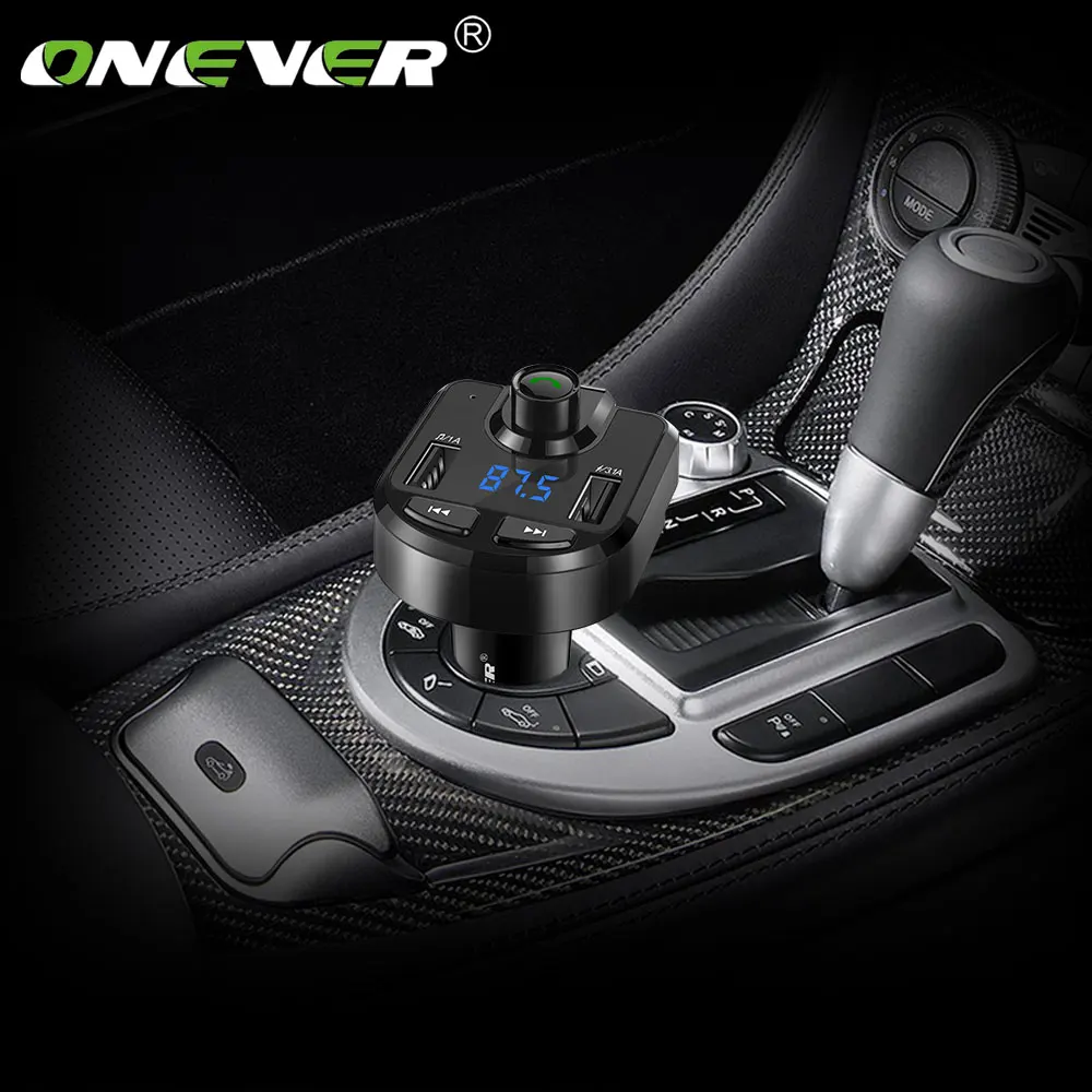 Onever FM передатчик Набор беспроводной связи по стандарту Bluetooth для автомобиля FM модулятор Dual USB Автомобильное 3.1A автомобильное зарядное устройство MP3 плеер Поддержка TF карта U диск