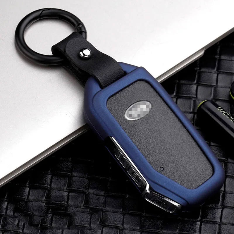 Классический цинковый сплав чехол для ключей автомобиля для Kia Rio Sportage Ceed Sorento Cerato Picanto K2 K3 K5 брелок для ключей - Название цвета: I blue