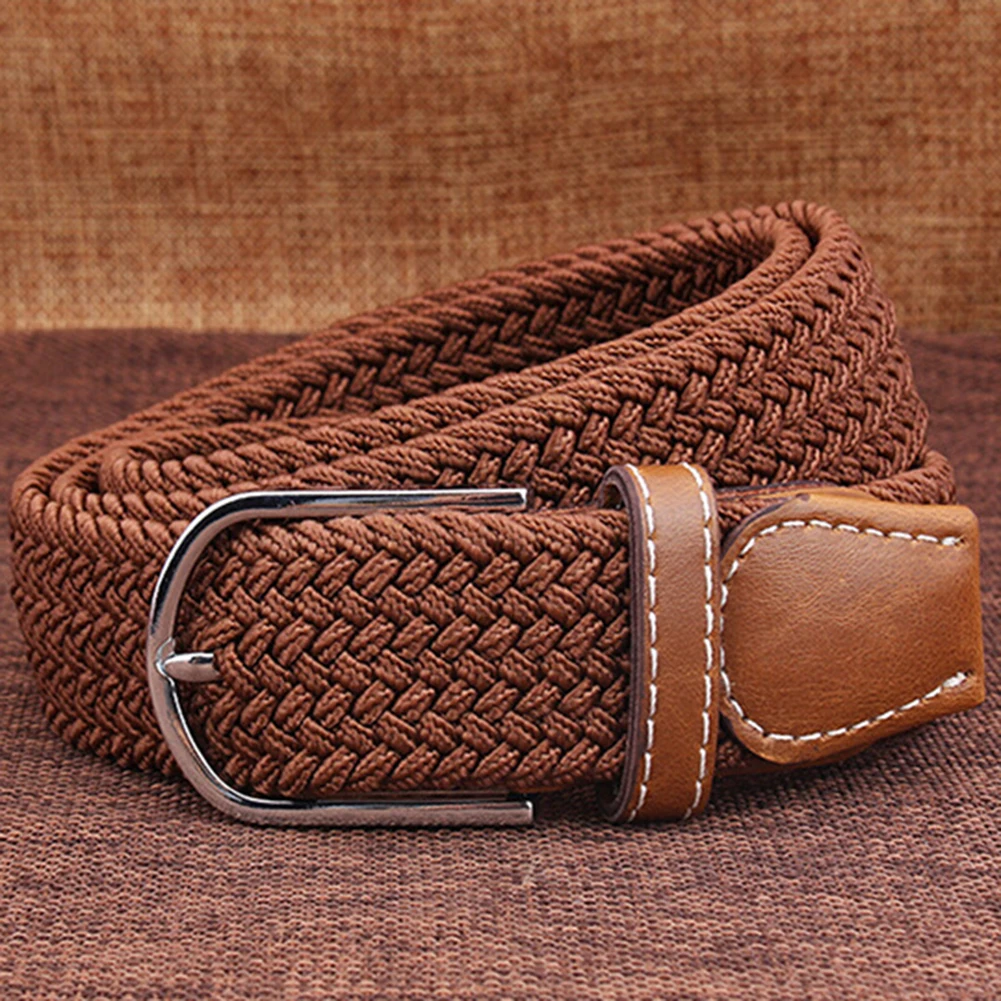 

Men Women Fashion Braided Elastic Stretch Metal Buckle Belt Strap Waistband