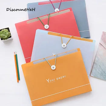 

1pc Cute Korean Style Files Bag Simple Multilayer A4 File Folder Document Filing Bag Stationery Organizer