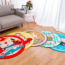 Лутаси мультфильм собака печатных мягкий кристалл бархат круглые коврики гостиная скатерти Красочные противоскользящие спальни декоративные коврики