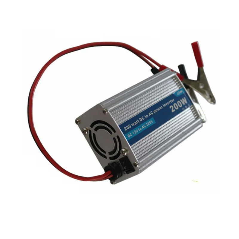 Battery clip input inverter 200W with fan 12V to 220V car inverter 12V car inverter1