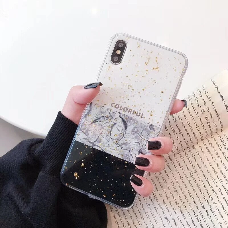HUANQINGNew Flashpowder gold foil anti-soft rubber For XSMAX 7 Plus 6 6 S 6 Plus 8 Plus 8 Plus X XRmobile phone shell5
