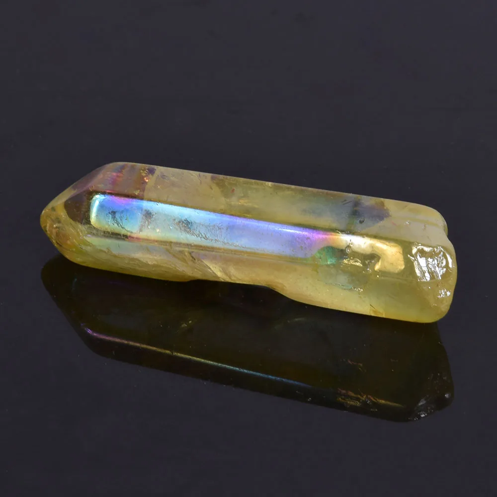

1KG Natural Electroplating Yellow Titanium Lemurian Seed Flame Quartz Crystal Points Specimen Minerals Healing Christmas