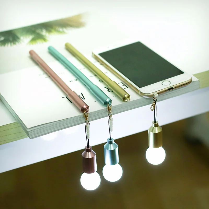 

Cute Kawaii Plastic Gel Pen Creative Light Bulb Dust Plug Pen For Kids Students Gift Korean Stationery Office School Supplies