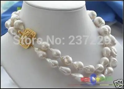 

HOT## Wholesale price ^^^HUGE 2ROW 25mm DRIP WHITE KESHI REBORN PEARL NECKLACE
