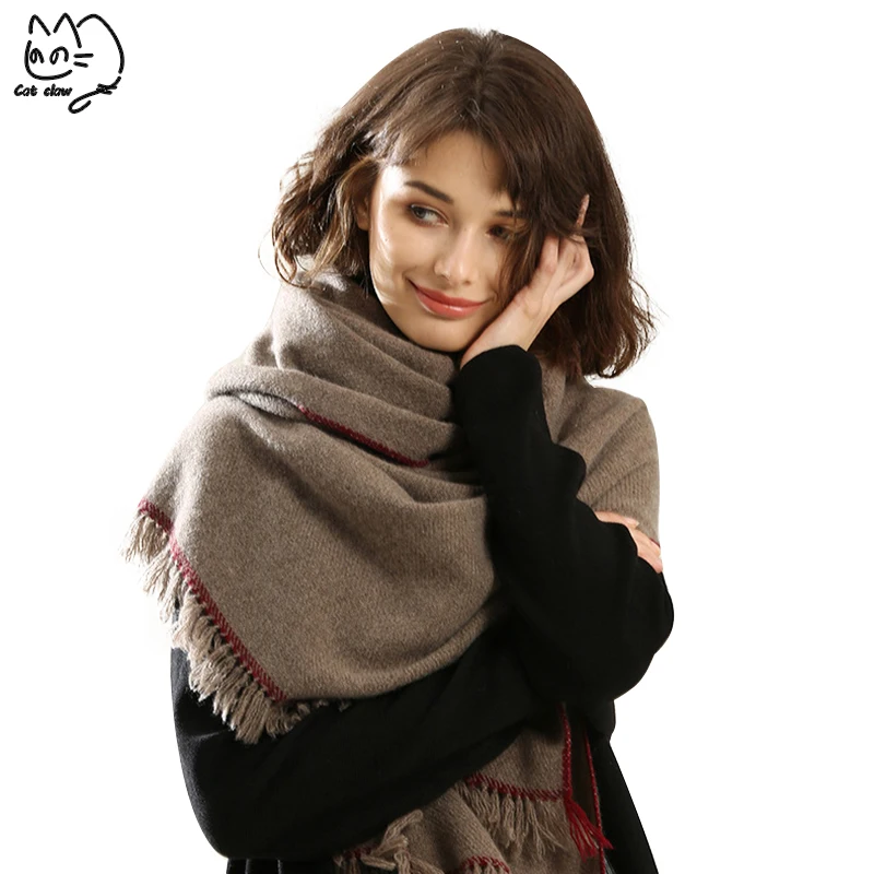 Однотонный зимний шарф теплый толстый шарфы кашемир платки и пальто качество пашмины шерстяной шарф для леди larga borlas bufanda