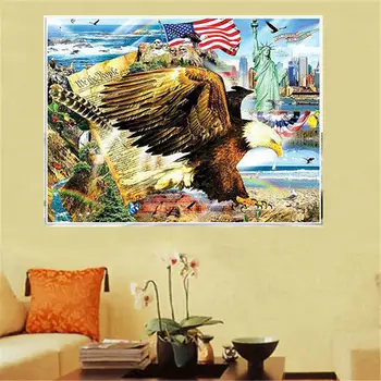 

Diy 5D Diamond Painting Full Patriotic Eagle Diamonds Embroidery Full Square American 5D Diamond Mosaic Sale Wall Sticker