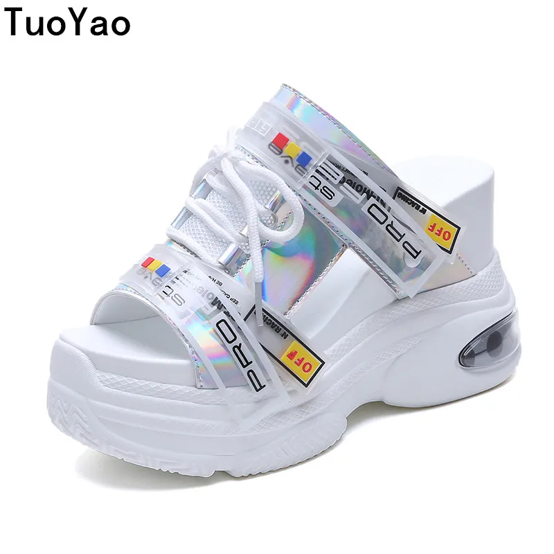 

2019 New Summer Platform Beach Flip Flops High Heel Slippers Style Women Slippers 11CM Wedge Heels Casual Shoes Woman Sandals