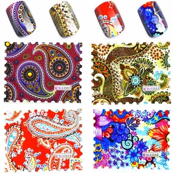 YZWLE 4 Sheets Vines Pattern Water Decal Elegant Floral Nail Watermark Sticker Nails Nail Art Transfer Sticker