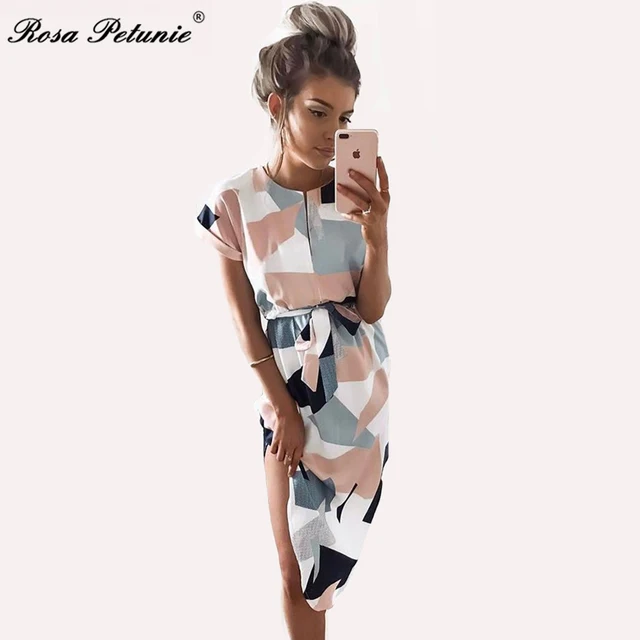 Rose Petunie 2017 Boho style long dress women short sleeve beach summer ...