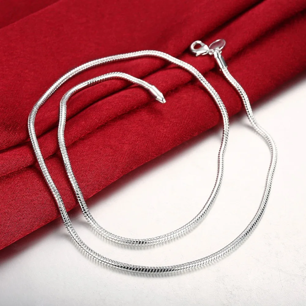 Чистое Серебро 925 ожерелье s для мужчин и женщин 3 мм цепочка со змеей колье 16-24 дюймов модные ювелирные аксессуары бижутерия