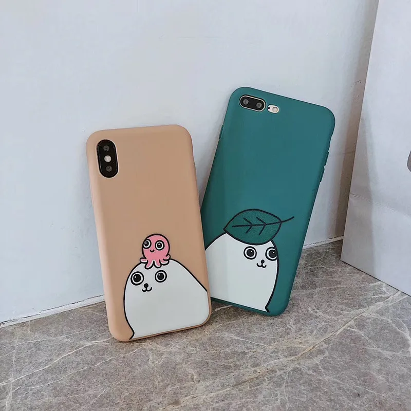 

BONVAN For iPhone X XR XS Max Case soft Cartoon animal Protection Back Funda For iPhone 6 6s 7 8 Plus Phone Cover Coque
