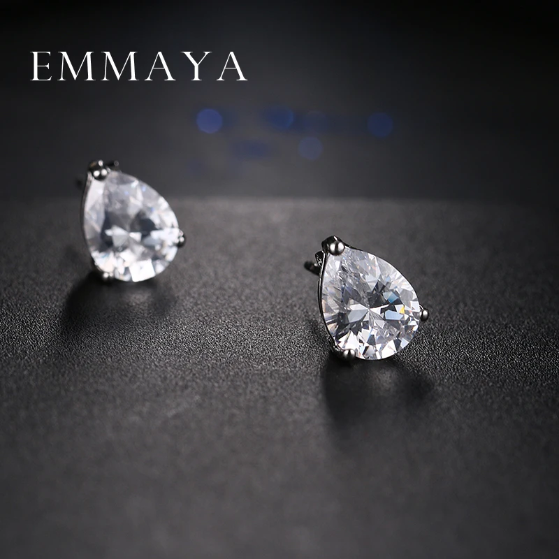 Женские серьги гвоздики с фианитом в форме капли воды|drop stud earrings|stud earringszircon earrings |