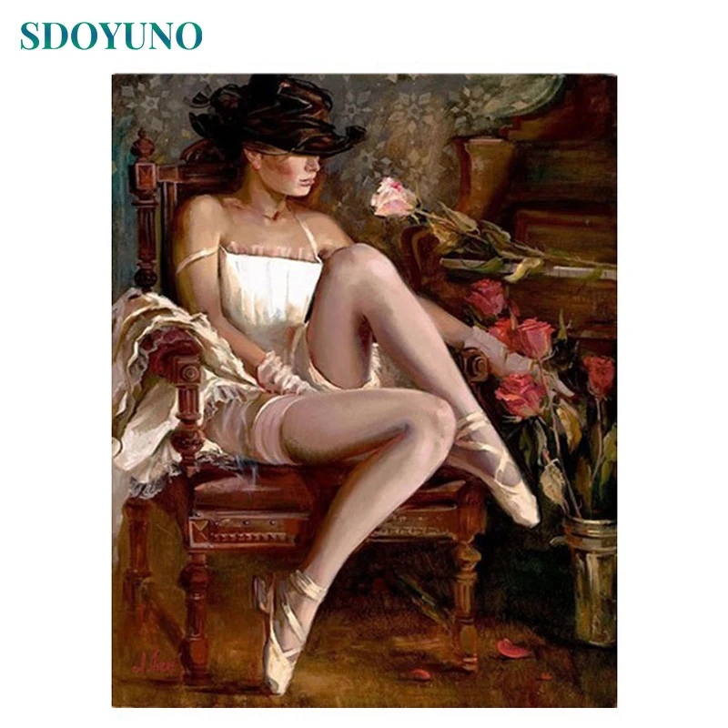 

SDOYUNO Frame Rose Women DIY Painting By Numbers Modern Wall Art Canvas Painting Unique Gift For Home Decor 40x50cm Artwork