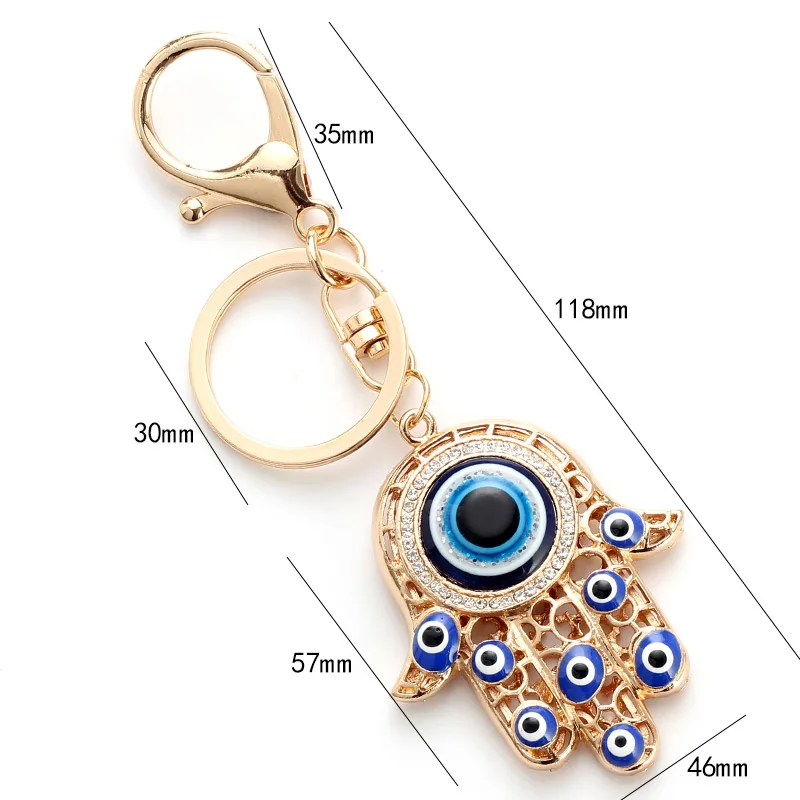 Lucky Eye ХАМСА брелок в виде руки синий злой брелок для ключей в форме глаза животное Омар сумка автомобильный брелок кольцо для мужчин женщин ювелирные изделия EY157140 - Цвет: gold