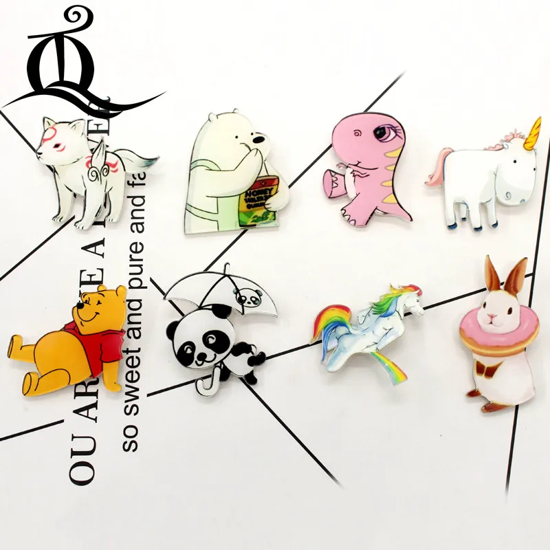 

free shipping 1PCS cartoon brooch mix animal Icons On backpack Acrylic Badges Cartoon Pin Badges For Clothes Decoration Badge 19