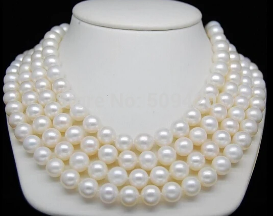 

~~ Free Shipping Nobler 9-10mm AAA+ white pearls necklaces 68"Long