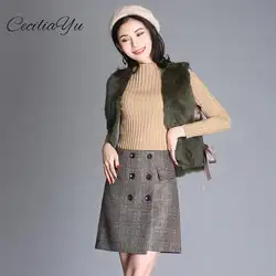 Ceciliayu шерстяные юбки женская одежда новая Корейская версия высокой талии плюс размер юбки осенью и зимой 2019