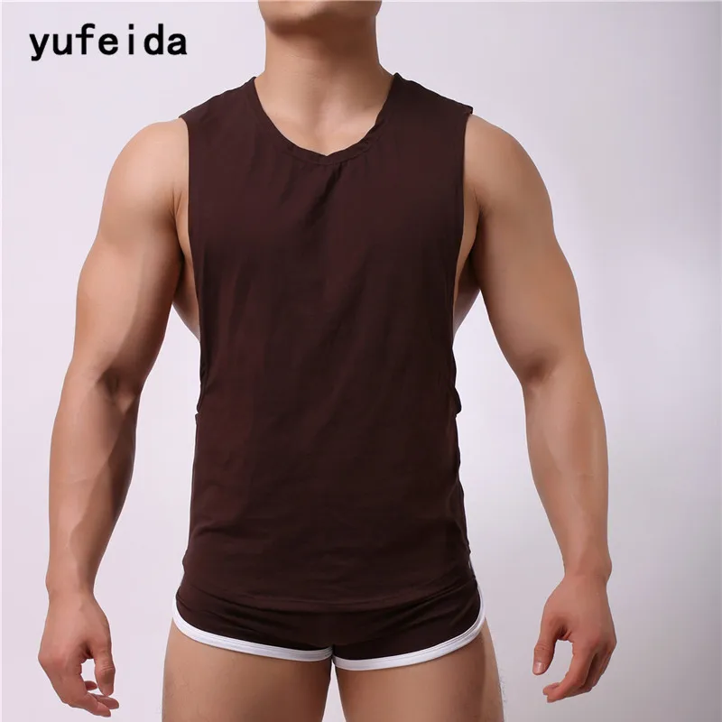 YUFEIDA, тонкая мужская майка, без рукавов, хлопок, Летний жилет, топы, для фитнеса, трико, бодибилдинг, одежда для бега, повседневные Костюмы