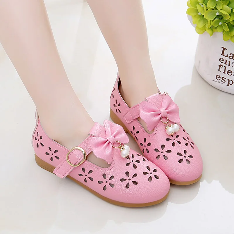 

2019 Spring New Girls Shoes Hollow Out Sandals Big Girls Flats For Kids Baby Princess Shoes Pearl Summer Shoes 1-13 Years Old