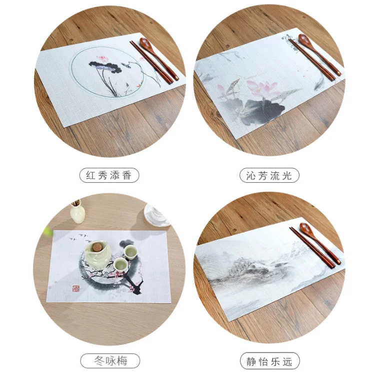 Китайский стол placemate ПВХ прямоугольная краска с чернилами тепло-прочная подставка скольжения легко чистить и украшения дома