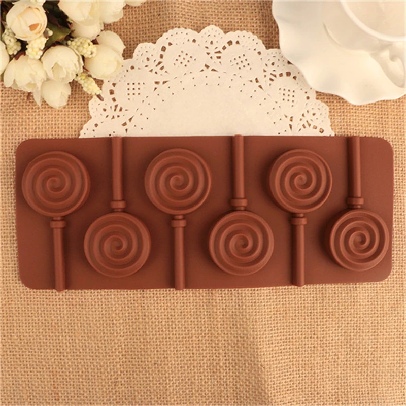 

1pc Silicone 6 Hole Donuts Shape Lollipop Molds Cake Decoration Tools Ice Cube Chocolate Children Gift Candy Lollipop Moulds