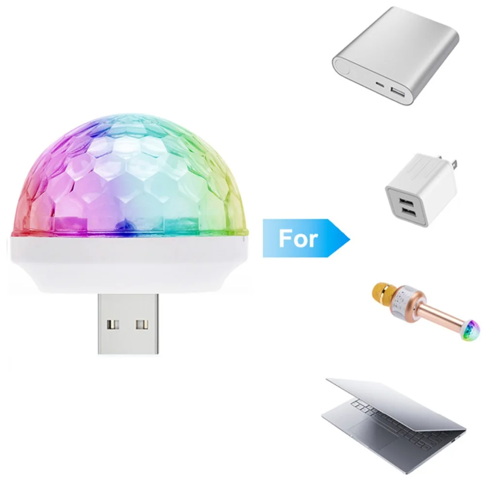 

Mini USB LED Stage Light Music Sound Activated DC 5V Portable RGB LED Crystal Color Lights for Home Entertainment Party Lighting