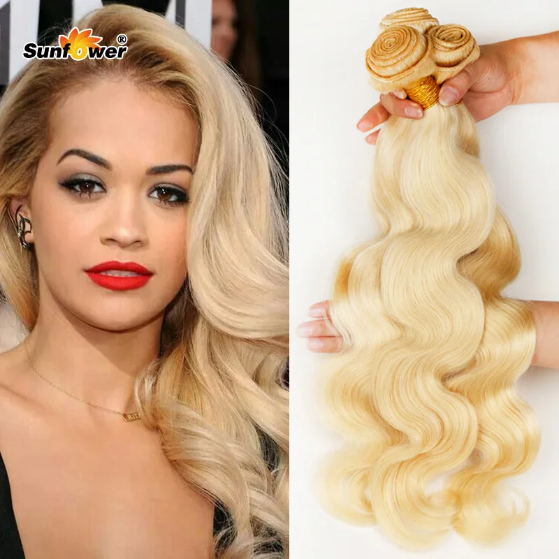 Fashion Color 613 Honey Blonde Indian Hair Weave Extension Virgin