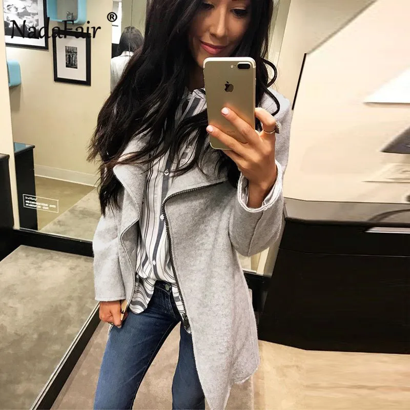 Nadafair new arrival asymmetric wool blend long coats women autumn winter thick casual jacket coat women skew zipper outwear Nadafair new arrival asymmetric wool blend long coats women autumn winter thick casual jacket coat women skew zipper outwear