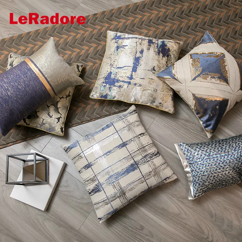 

LeRadore Cushion Covers Marine Polyester & Cotton Cover for Pillow 18*18in 12*20in Geometrical Print Jacquard Cushion Vintage