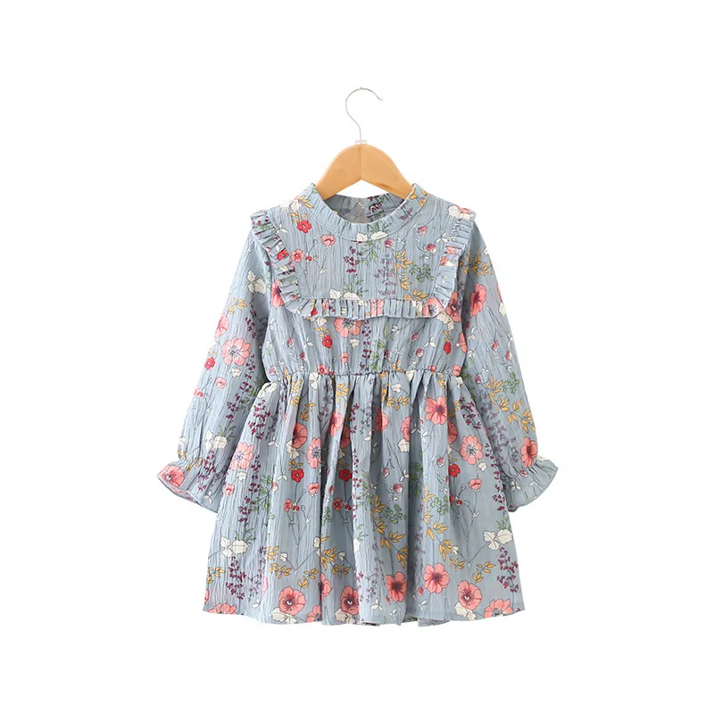 

Kids Dresses for Girls Dress Floral Long Sleeve Princess Dress Fashion Girls Clothes Children's Clothing 2-6T blue