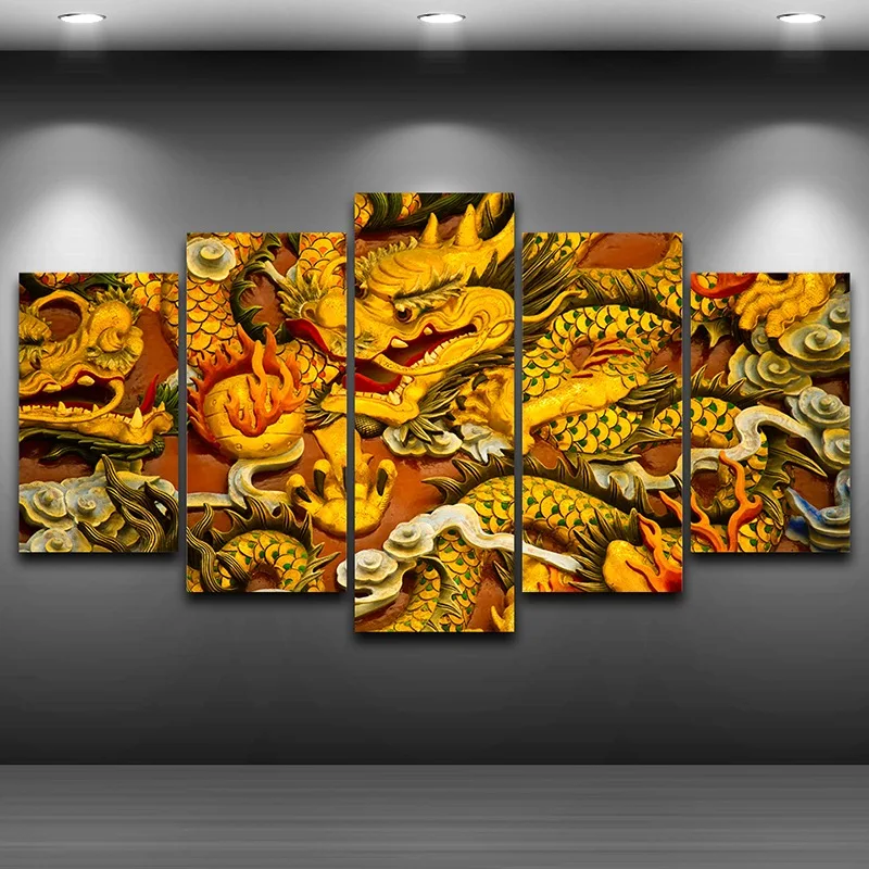 

Chinese Dragon Framed Printed wall art picture Artistic Print Drawing Decor on Canvas Spray Oil Painting Decoration Home AE1221