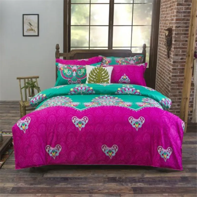 National Boho Chic Bedding Set Flowers Duvet Cover Bed Sheet